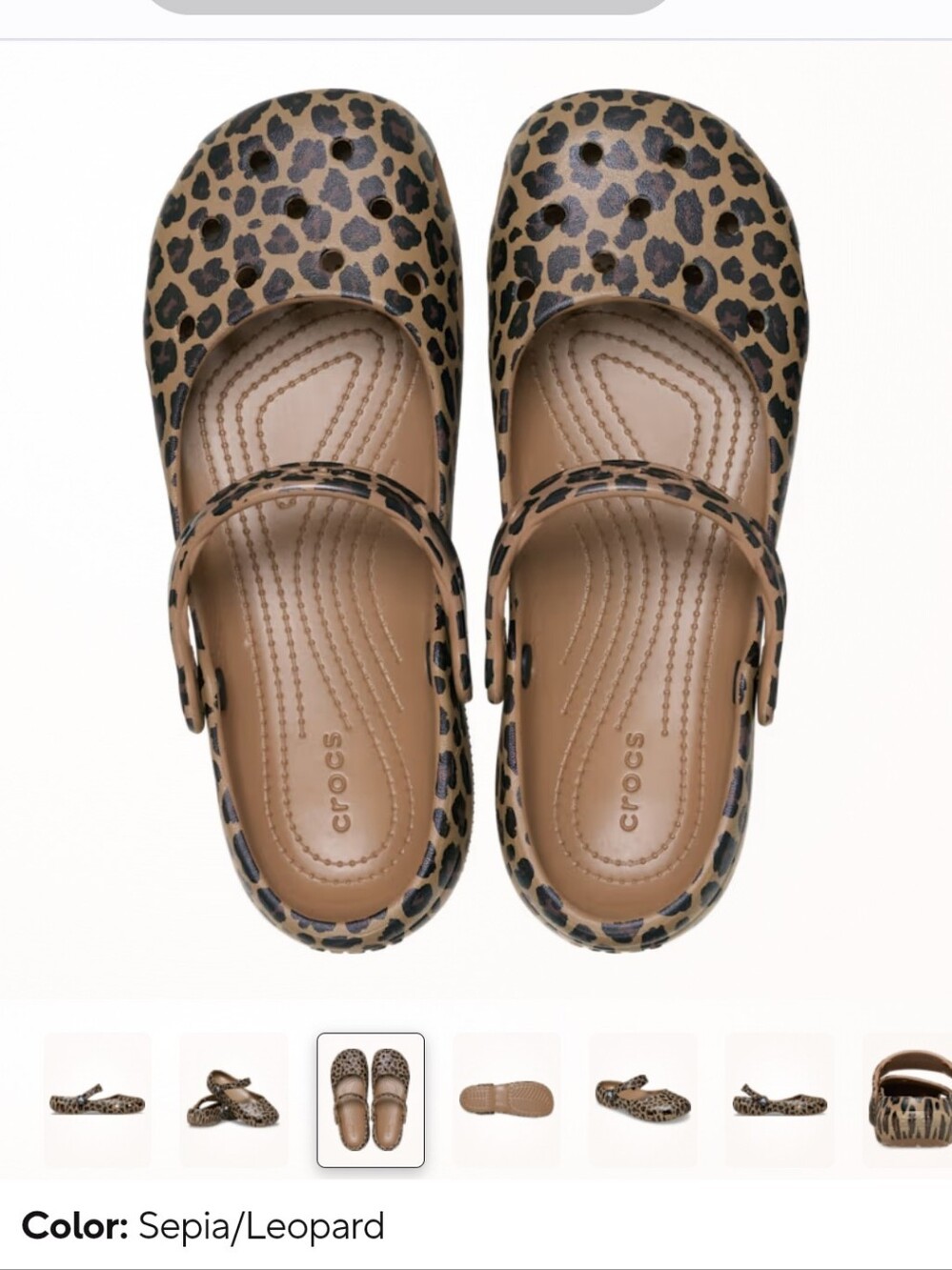 CROCS Classic Women's Sepia Leopard Ballet Flats
